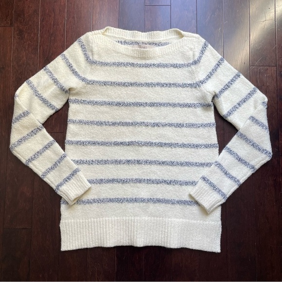 Ann Taylor Loft Women's Texture Soft Sweater Size XS Striped - Picture 2 of 6